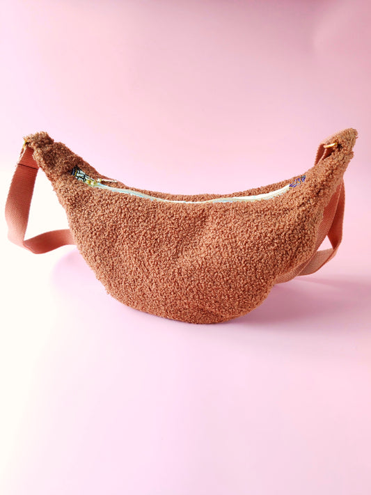 Sac Luna en tissu bouclette caramel & Wax – création artisanale unique – Yaala – fabriqué en Bretagne