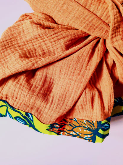 Chèche en gaze de coton Terracotta – création artisanale – Yaala – fabriquée en Bretagne