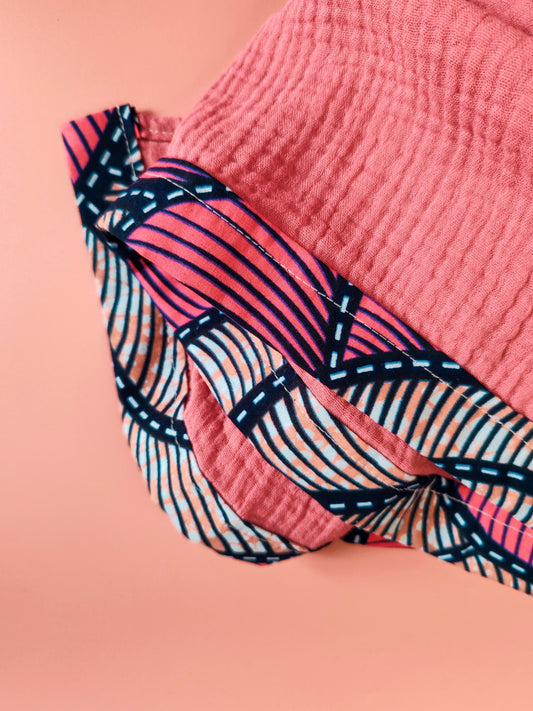 Chèche en gaze de coton Rose – création artisanale – Yaala – fabriquée en Bretagne
