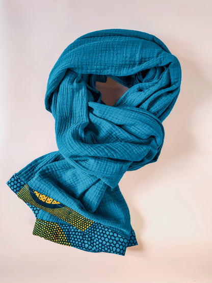 Chèche en gaze de coton Diesel – création artisanale – Yaala – fabriquée en Bretagne