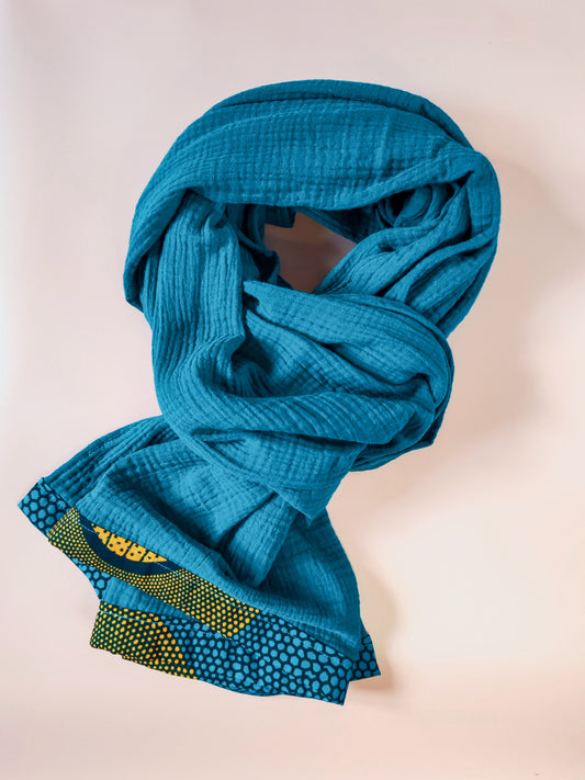 Chèche en gaze de coton Diesel – création artisanale – Yaala – fabriquée en Bretagne