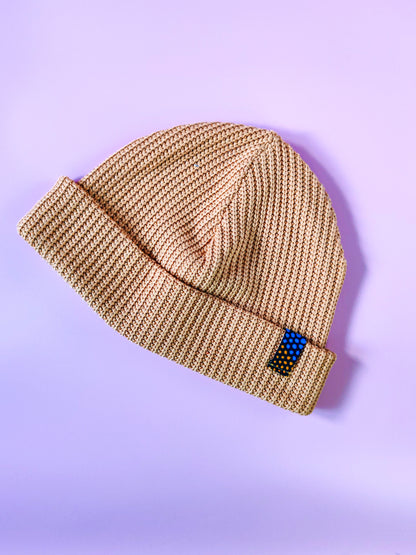 Bonnet côtelé avec rebord Moutarde– Coton Oeko-Tex