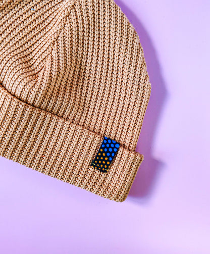 Bonnet côtelé avec rebord Moutarde– Coton Oeko-Tex