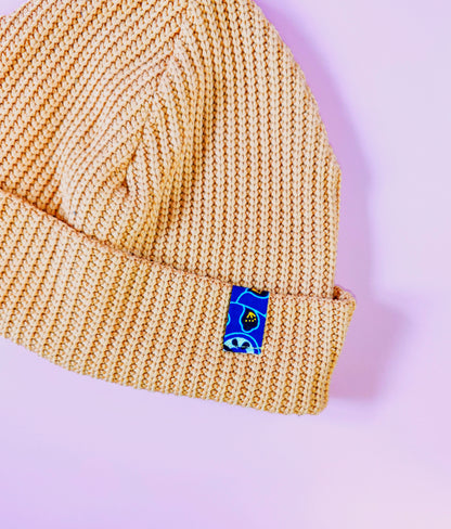 Bonnet côtelé avec rebord Moutarde– Coton Oeko-Tex