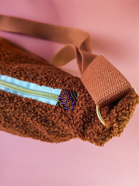 Sac Luna en tissu bouclette caramel & Wax – création artisanale unique – Yaala – fabriqué en Bretagne