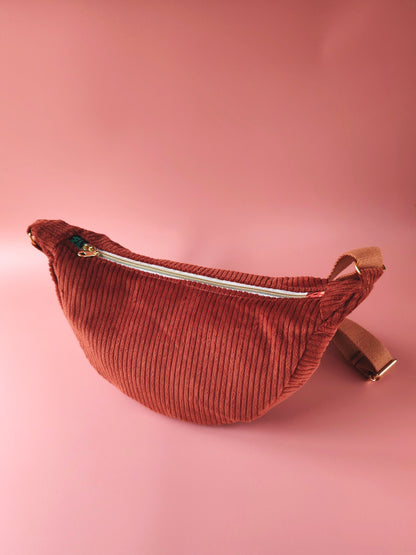 Sac Luna en velours Terracotta & Wax – création artisanale unique – Yaala – fabriqué en Bretagne