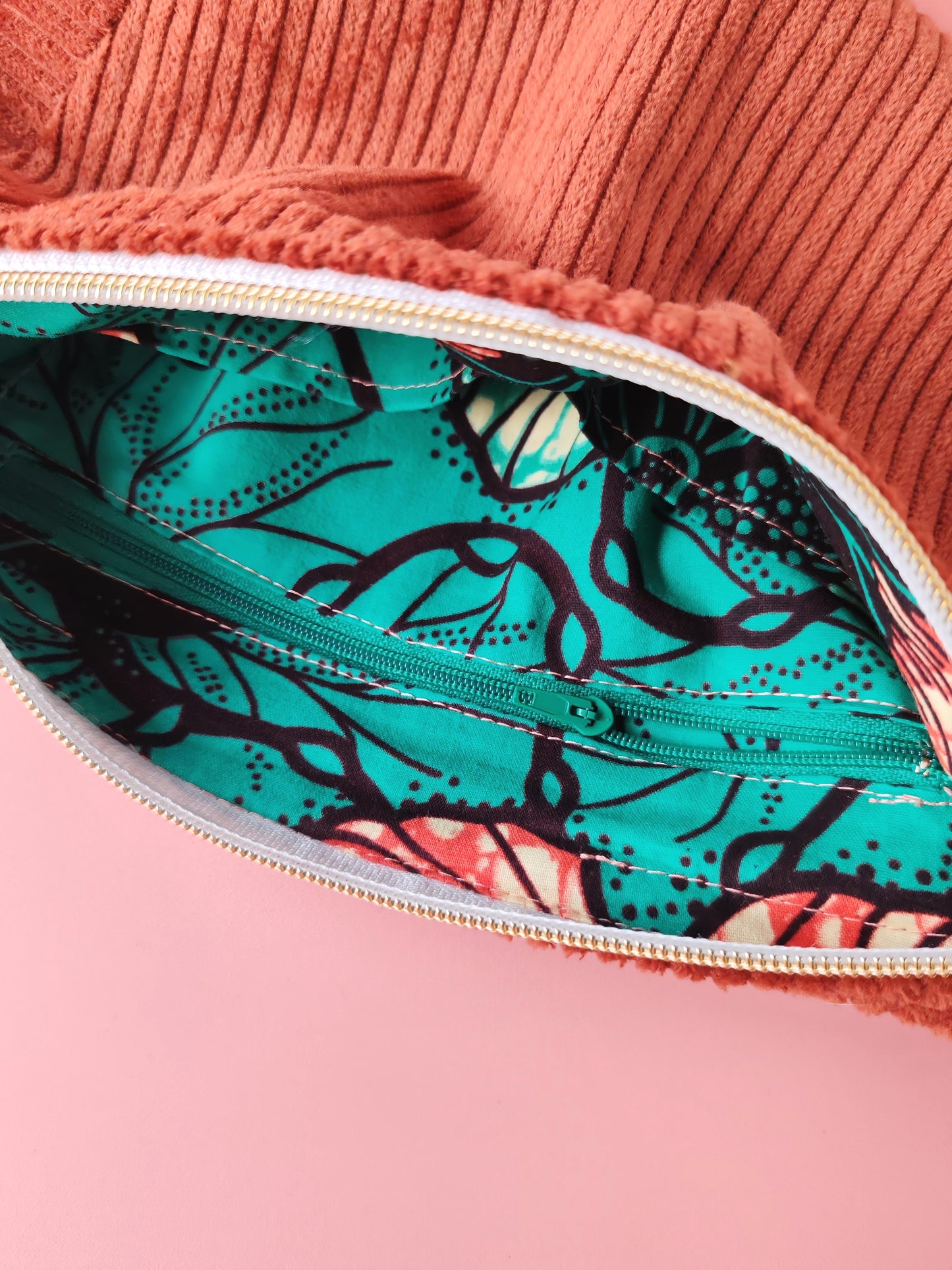 Sac Luna en velours Terracotta & Wax – création artisanale unique – Yaala – fabriqué en Bretagne