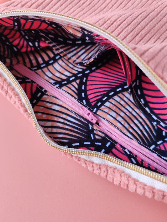 Sac Luna en velours Rose Fraiche & Wax – création artisanale unique – Yaala – fabriqué en Bretagne