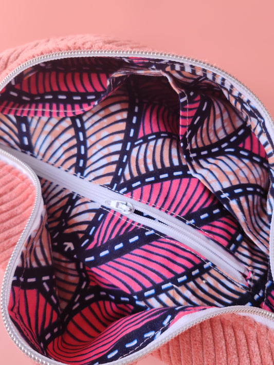 Sac banane en velours Rose & Wax – création artisanale – Yaala – fabriqué en Bretagne