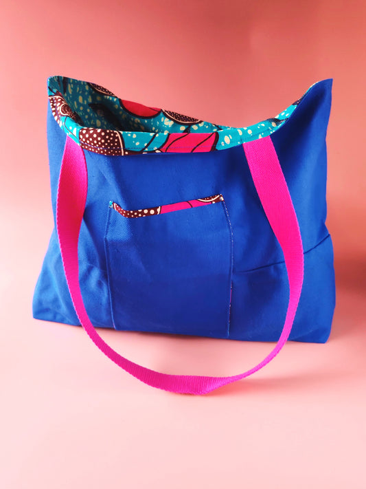 Sac Cabas – Bleu de travail recyclé & doublure wax