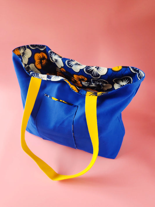 Sac Cabas – Bleu de travail recyclé & doublure wax